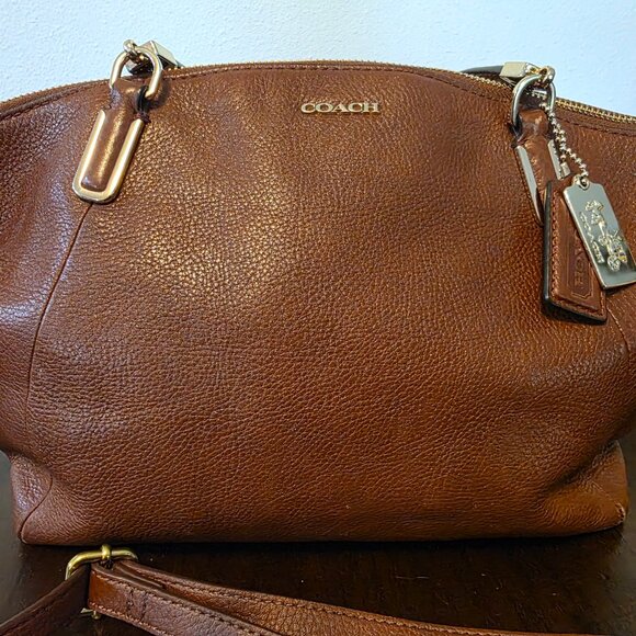 COACH Mini Bennett Pebbled Leather Crossbody Satchel – Saddle Brown - Picture 10 of 10